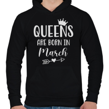 PRINTFASHION QUEENS are born in March - Férfi kapucnis pulóver - Fekete férfi pulóver, kardigán