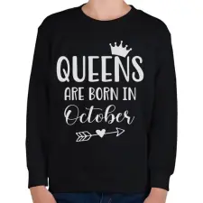 PRINTFASHION QUEENS are born in October - Gyerek pulóver - Fekete gyerek pulóver, kardigán