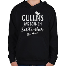 PRINTFASHION QUEENS are born in September - Gyerek kapucnis pulóver - Fekete