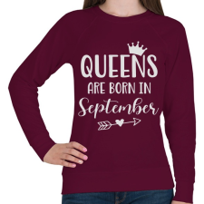PRINTFASHION QUEENS are born in September - Női pulóver - Bordó női pulóver, kardigán