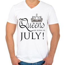 PRINTFASHION Queens - Férfi V-nyakú póló - Fehér