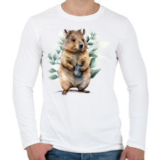 PRINTFASHION Quokka növényekkel - Férfi hosszú ujjú póló - Fehér férfi póló