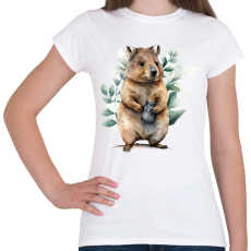 PRINTFASHION Quokka növényekkel - Női póló - Fehér