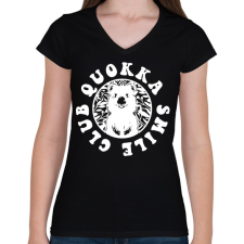 PRINTFASHION Quokka smile club - Női V-nyakú póló - Fekete női póló