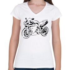 PRINTFASHION R1 - Női V-nyakú póló - Fehér női póló