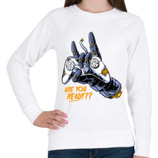 PRINTFASHION R U ready? - Női pulóver - Fehér női pulóver, kardigán