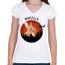 PRINTFASHION Rabzilla - Női V-nyakú póló - Fehér női póló