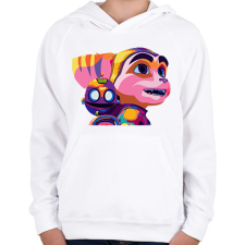 PRINTFASHION Rachet and Clank - Gyerek kapucnis pulóver - Fehér gyerek pulóver, kardigán