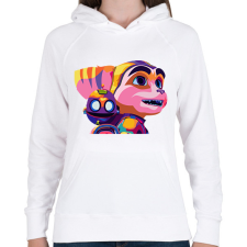 PRINTFASHION Rachet and Clank - Női kapucnis pulóver - Fehér női pulóver, kardigán