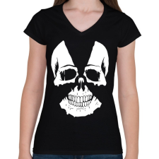 PRINTFASHION Radioaktiv koponya - Női V-nyakú póló - Fekete női póló