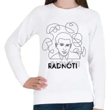 PRINTFASHION Radnóti - Vonalas arckép - Női pulóver - Fehér női pulóver, kardigán