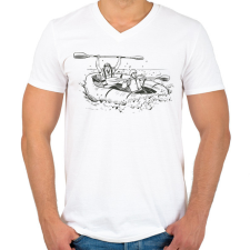 PRINTFASHION Rafting - Férfi V-nyakú póló - Fehér férfi póló