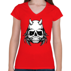 PRINTFASHION Ragadozó - Női V-nyakú póló - Piros