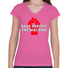 PRINTFASHION Rage against - Női V-nyakú póló - Rózsaszín női póló