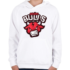 PRINTFASHION Raging Bulls - Gyerek kapucnis pulóver - Fehér gyerek pulóver, kardigán