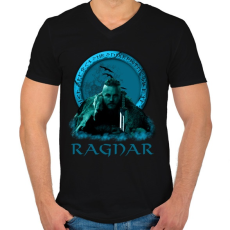PRINTFASHION RAGNAR - Férfi V-nyakú póló - Fekete
