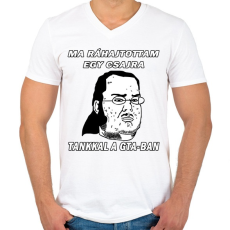 PRINTFASHION Ráhajtottam egy csajra. - Férfi V-nyakú póló - Fehér