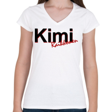 PRINTFASHION Raikkonen - Női V-nyakú póló - Fehér női póló