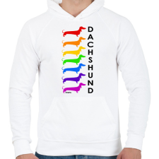 PRINTFASHION Rainbow dachshund - Férfi kapucnis pulóver - Fehér férfi pulóver, kardigán