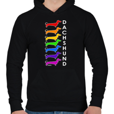 PRINTFASHION Rainbow dachshund - Férfi kapucnis pulóver - Fekete férfi pulóver, kardigán