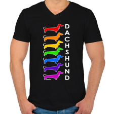 PRINTFASHION Rainbow dachshund - Férfi V-nyakú póló - Fekete férfi póló