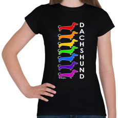 PRINTFASHION Rainbow dachshund - Női póló - Fekete