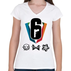 PRINTFASHION Rainbow Six - Női V-nyakú póló - Fehér