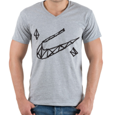 PRINTFASHION rajzolNIKEll.fekete - Férfi V-nyakú póló - Sport szürke férfi póló