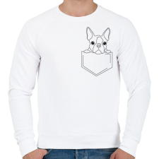 PRINTFASHION Rajzolt Boston terrier zsebben - Férfi pulóver - Fehér férfi pulóver, kardigán
