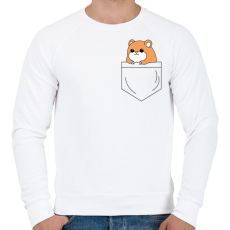 PRINTFASHION Rajzolt hörcsög zsebben - Férfi pulóver - Fehér