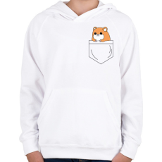 PRINTFASHION Rajzolt hörcsög zsebben - Gyerek kapucnis pulóver - Fehér