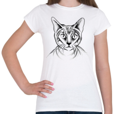 PRINTFASHION Rajzolt macska - Női póló - Fehér