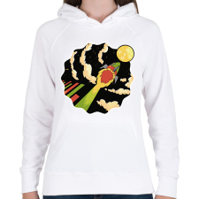 PRINTFASHION Rakéta - Női kapucnis pulóver - Fehér női pulóver, kardigán