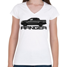 PRINTFASHION Ranger - Női V-nyakú póló - Fehér