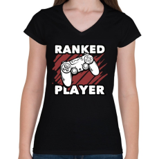 PRINTFASHION Ranked Player - Női V-nyakú póló - Fekete