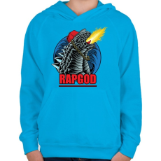 PRINTFASHION Rap god Godzilla  - Gyerek kapucnis pulóver - Azúrkék