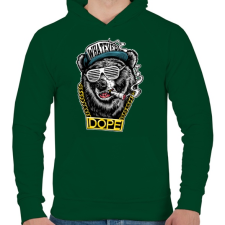 PRINTFASHION Rap medve - Férfi kapucnis pulóver - Sötétzöld férfi pulóver, kardigán