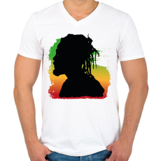 PRINTFASHION Rastafari - Férfi V-nyakú póló - Fehér