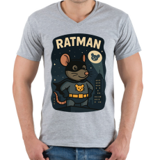 PRINTFASHION Ratman - Férfi V-nyakú póló - Sport szürke