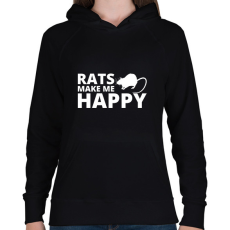 PRINTFASHION Rats make me happy - Női kapucnis pulóver - Fekete