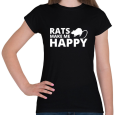 PRINTFASHION Rats make me happy - Női póló - Fekete