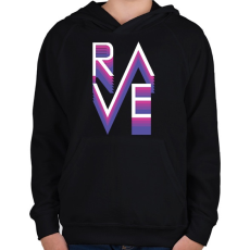 PRINTFASHION Rave - Gyerek kapucnis pulóver - Fekete