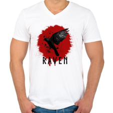 PRINTFASHION RAVEN - Férfi V-nyakú póló - Fehér férfi póló