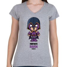 PRINTFASHION Raven - Fortnite Season 6 - Női V-nyakú póló - Sport szürke női póló