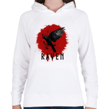 PRINTFASHION RAVEN - Női kapucnis pulóver - Fehér női pulóver, kardigán