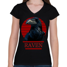 PRINTFASHION Raven - Női V-nyakú póló - Fekete női póló