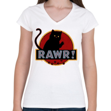 PRINTFASHION Rawr - Női V-nyakú póló - Fehér