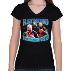 PRINTFASHION Raymond van Barneveld - darts - Női V-nyakú póló - Fekete