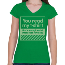 PRINTFASHION Read my t-shirt - Női V-nyakú póló - Zöld női póló