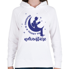 PRINTFASHION Reading is a ticket to adventure - Női kapucnis pulóver - Fehér